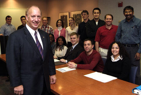 Stuart Siegel, chairman of S&K Famous Brands, teaches a session of VCU's School of Business' CEO class.

Photo by Thurston Howe
