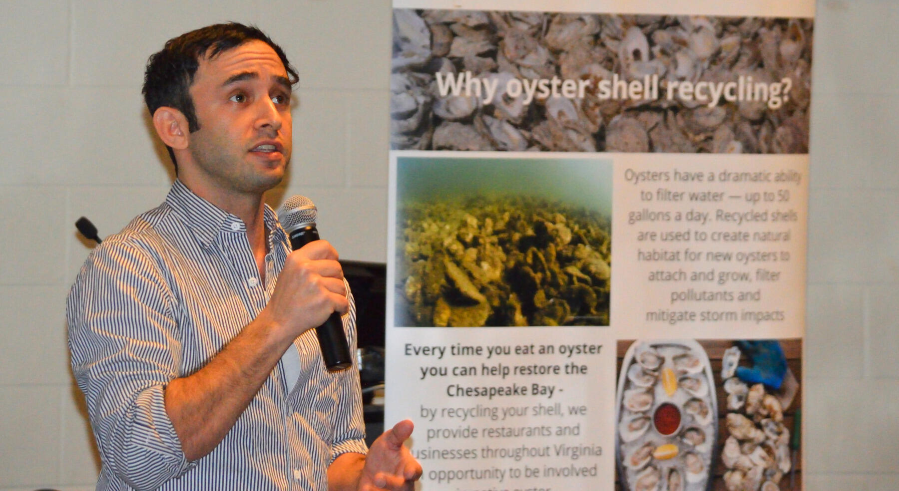 Ronaldo Lopez speaks before the screening of 'Jane' at the RVA Environmental Film Festival about merging science with documentary filmmaking.
<br>Photo by Leah Small, University Public Affairs

