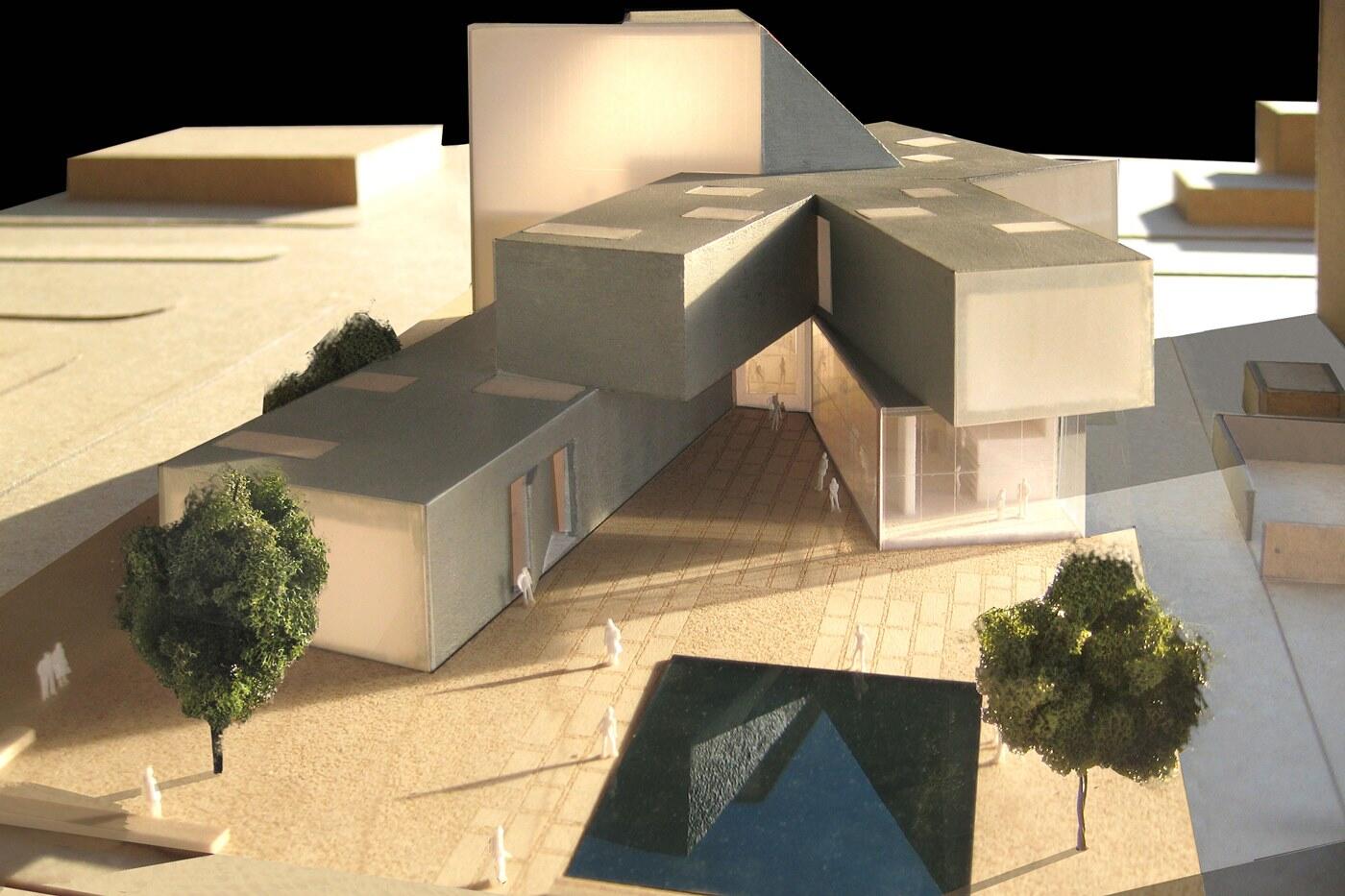 Model of ICA, view looking southeast. Image courtesy of Steven Holl Architects. 