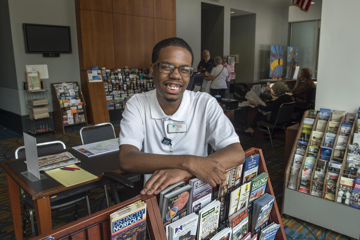 Carter gives inspirational talks about his journey, and has received a number of awards, including a Black History in the Making Award from the Department of African American Studies and the 2018 Virginia Division on Career Development and Transition Youth of the Year Award. (Photo by Kevin Morley, University Relations)