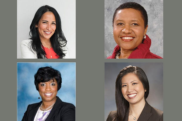 Portraits of four people.