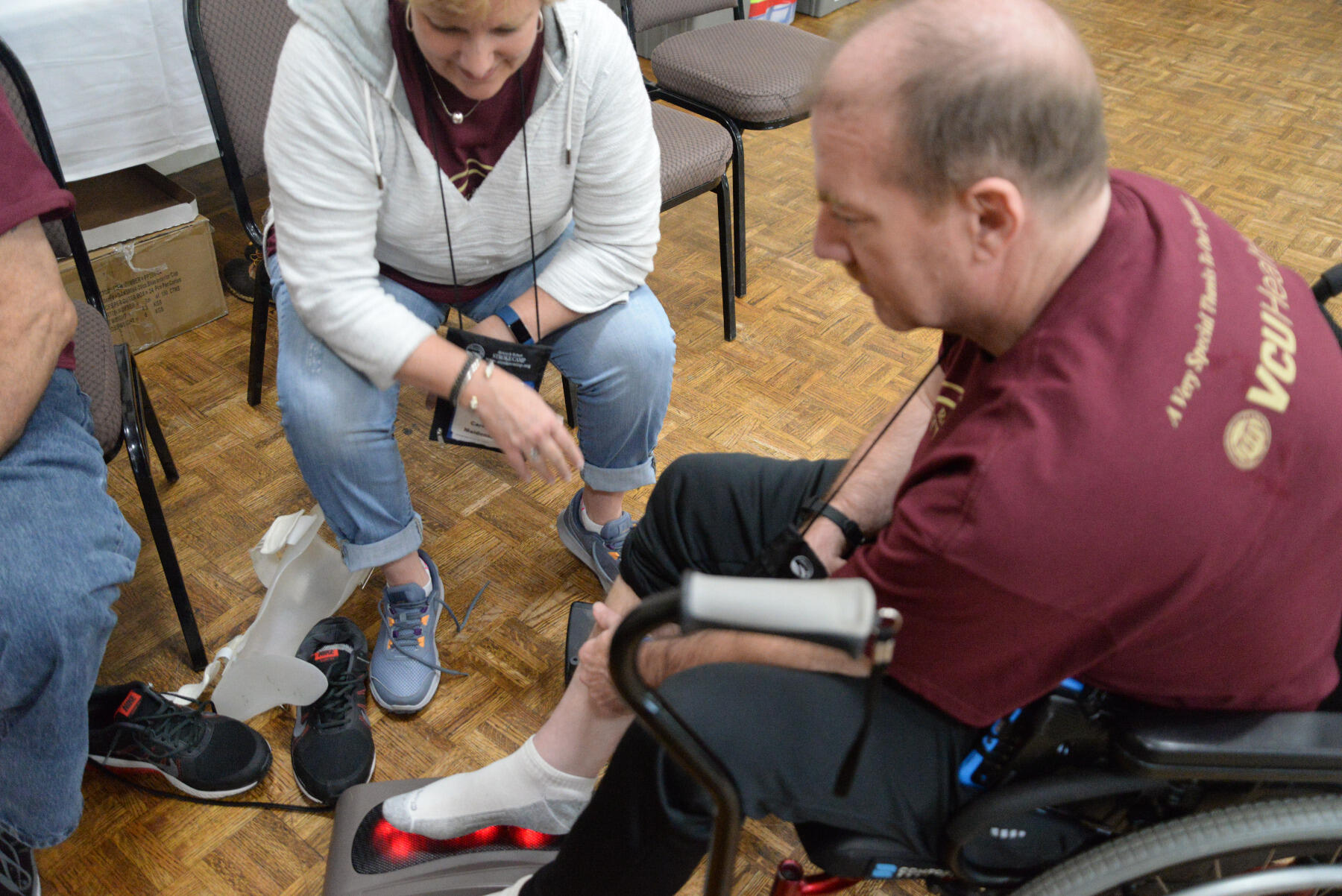 Kent Allen enjoys a foot massage at the Retreat and Refresh Stroke Camp sponsored by VCU Health.
