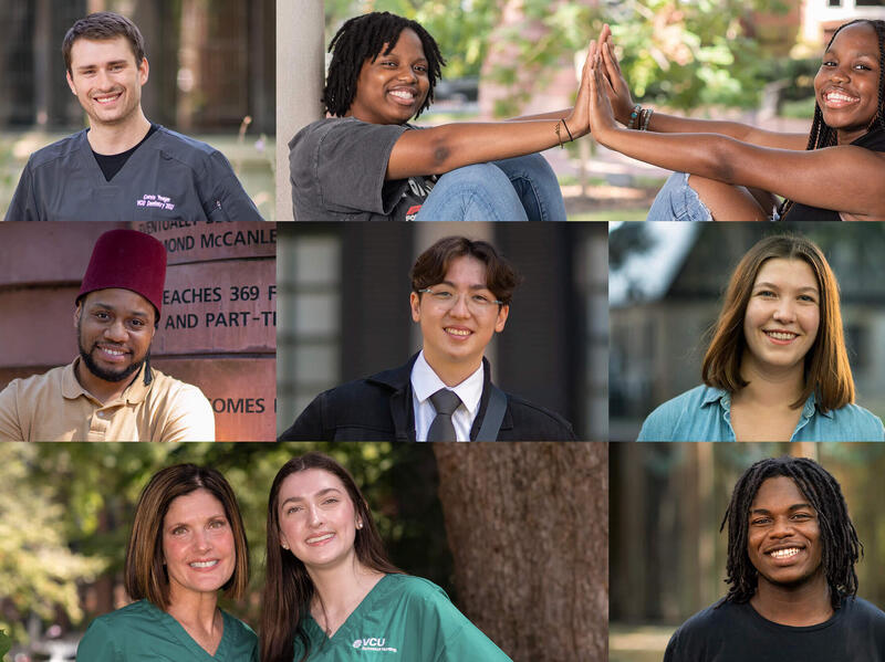 A collage made up of the portraits of nine people 