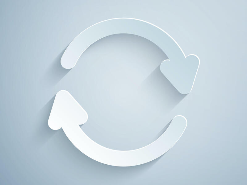 two lines forming a circle and pointing at each other