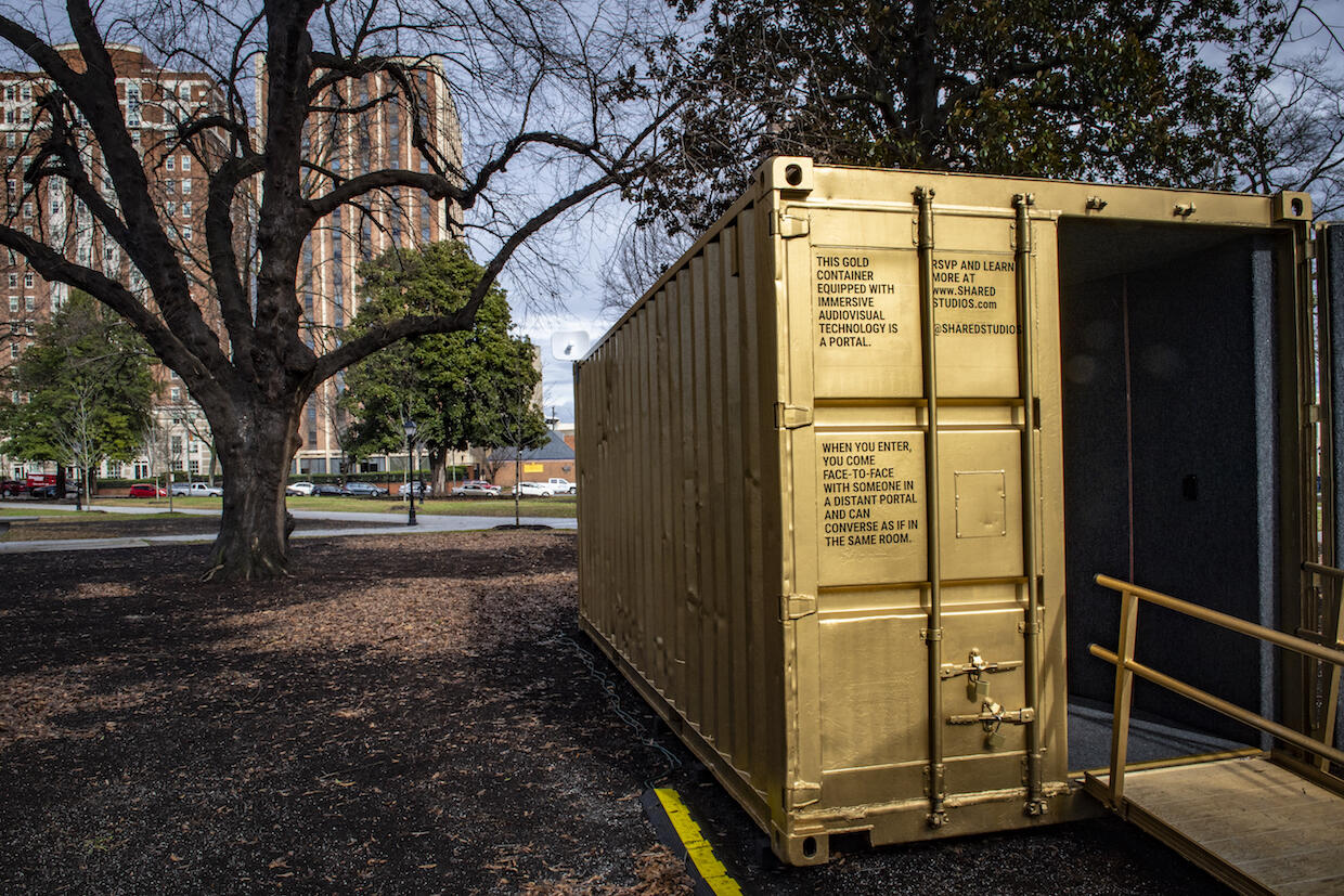 The portal will remain in Monroe Park until April 30. (Photo by Allen Jones, University Marketing)