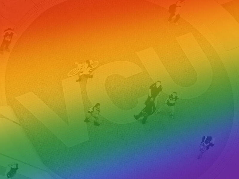 rainbow wash over vcu campus aerial shot