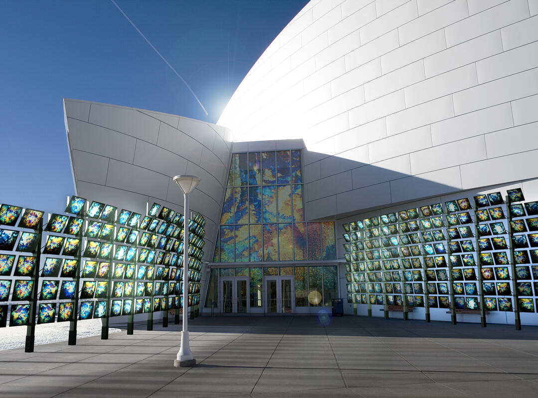 Brixey's "Radiant Arc" clones ancient ice-core samples taken from North American glaciers rapidly disappearing due to global climate change. Like freeze frames captured from an ancient time-lapse movie, "Radiant Arc" creates a kind of poetic time machine constructed entirely of fragile moments from Earth's prehistoric past. (Photo courtesy of Shawn Brixey)