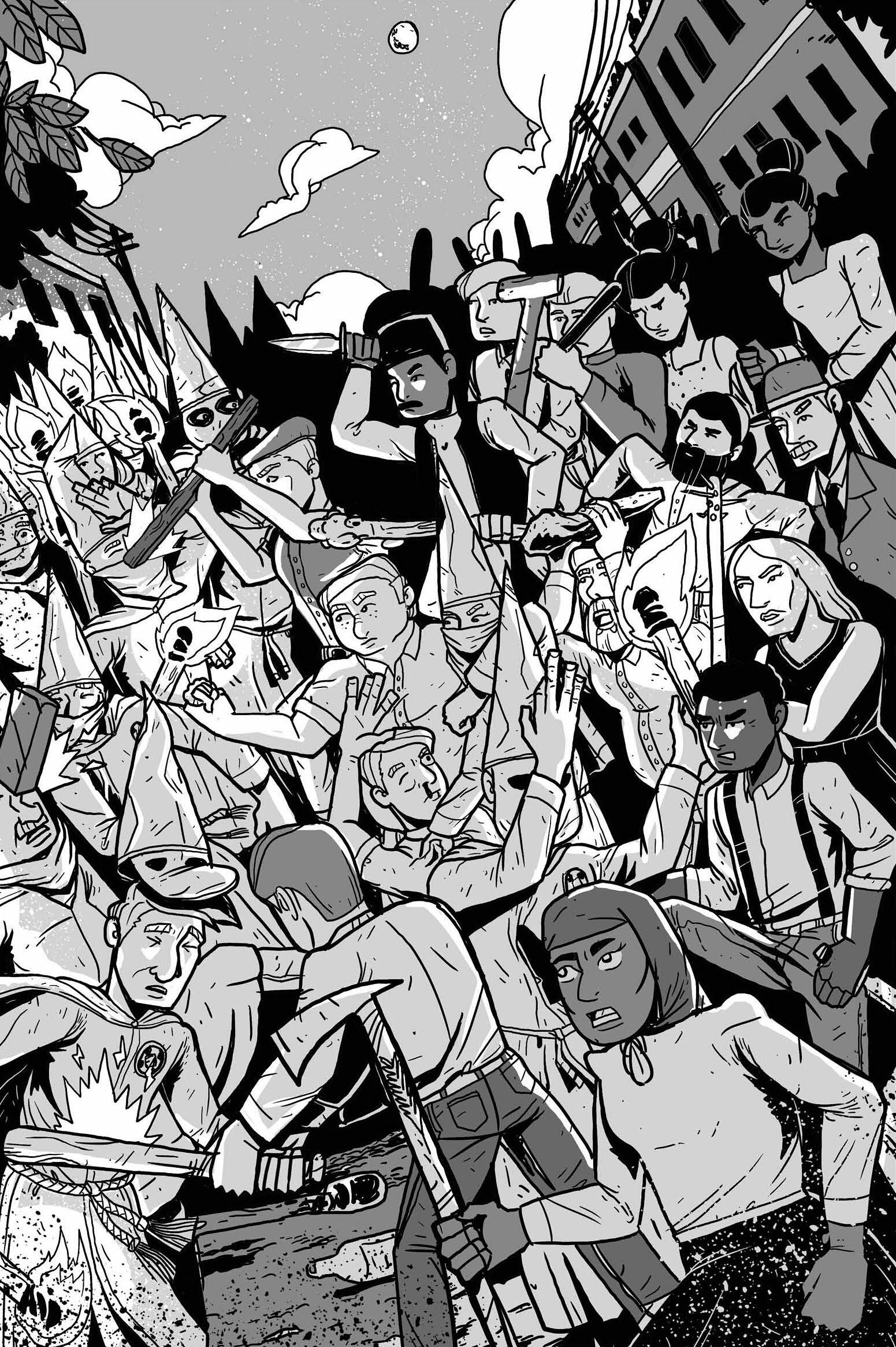 Page from “The Day the Klan Came to Town,” a new graphic novel featuring art by VCU advertising professor Bizhan Khodabandeh