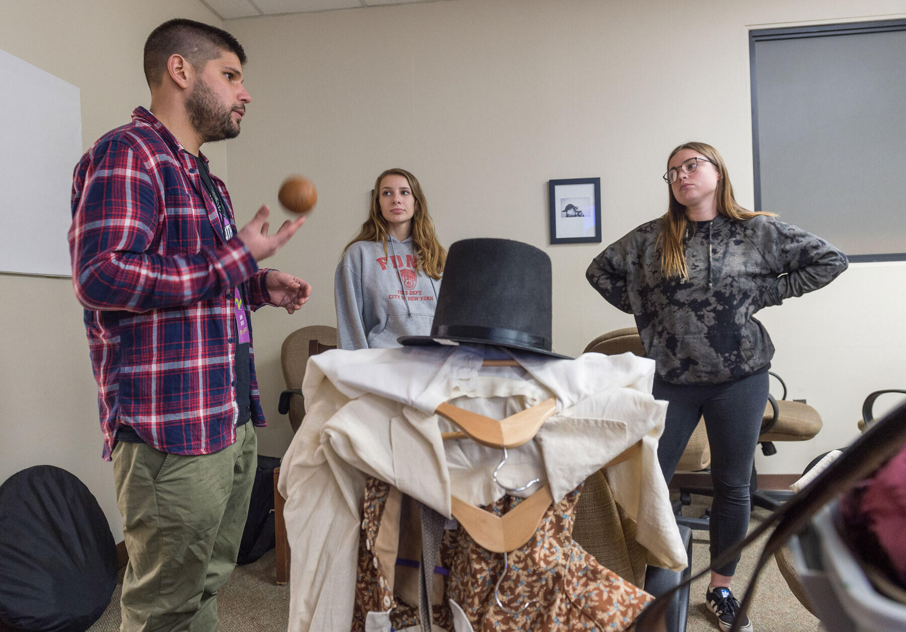 Students working on marketing materials for the American Civil War Museum borrowed props to create a short promotional video that tells a personal story from the Civil War that they felt would resonate with audiences today.