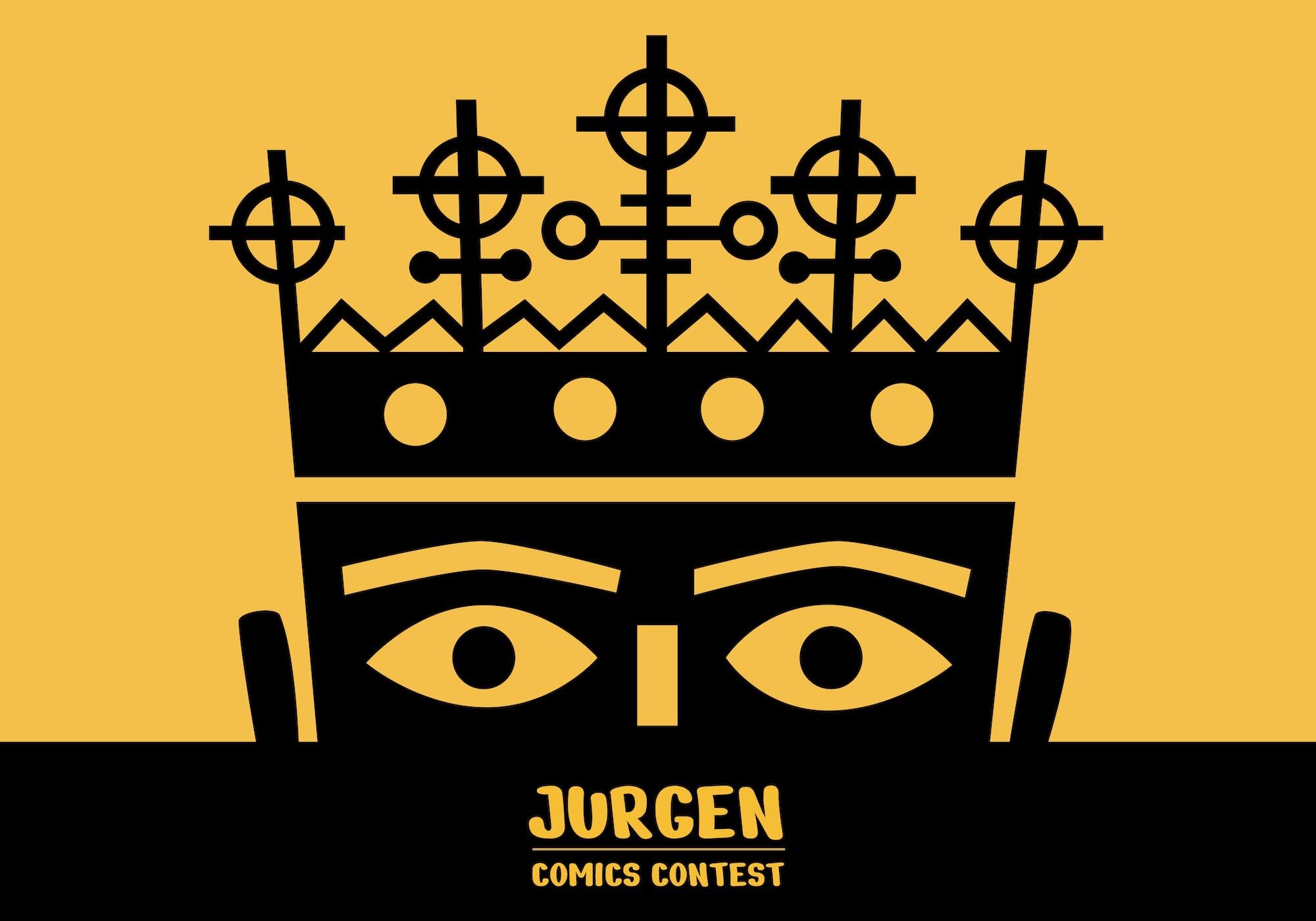 Illustration for the Jurgen Banned Art Comics Contest at VCU. Text reads \"Jurgen Banned Art Comics Contest\"