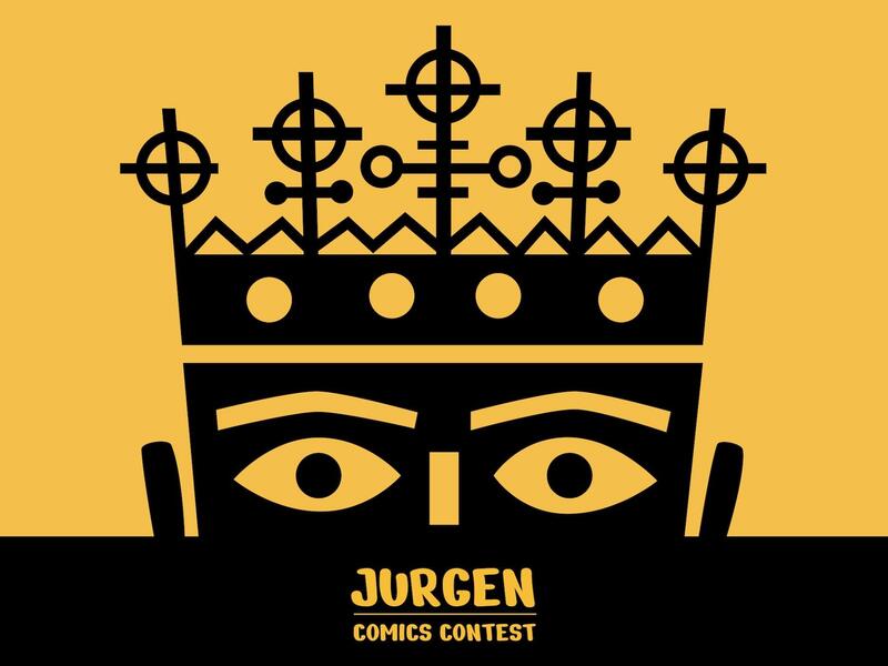 Illustration for the Jurgen Banned Art Comics Contest at VCU. Text reads \"Jurgen Banned Art Comics Contest\"