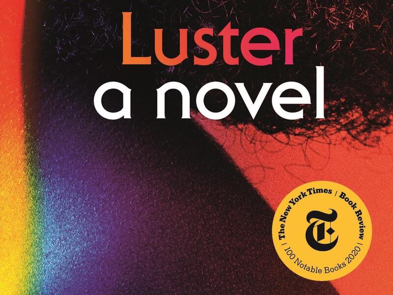 Raven Leilani and the cover of her book, \"Luster\"