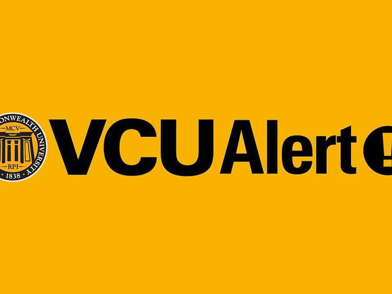Black text over a yellow background that reads \"VCUAlert!\"