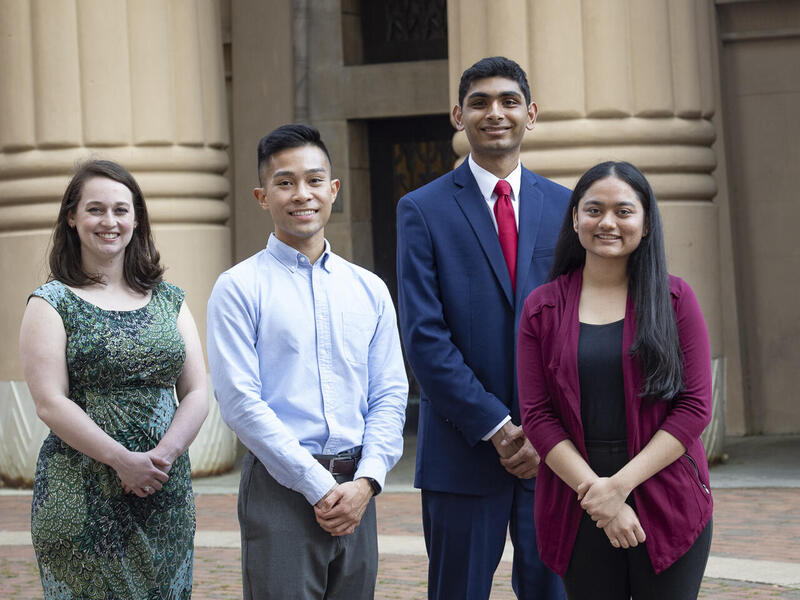 (Left to right) Josephine Gresko, Lance Mendoza, Gruhi Patel, and Kush Savsani 