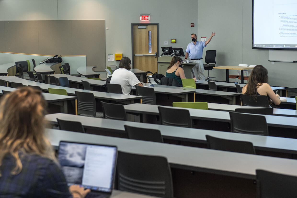 faculty member teaches during the covid-19 pandemic