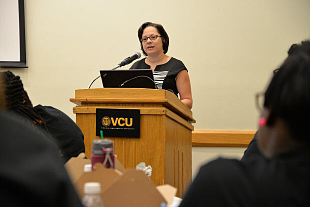 Del. Jennifer L. McClellan addressed VCU School of Social Work students, telling them about legislation aimed at addressing the school-to-prison pipeline.
