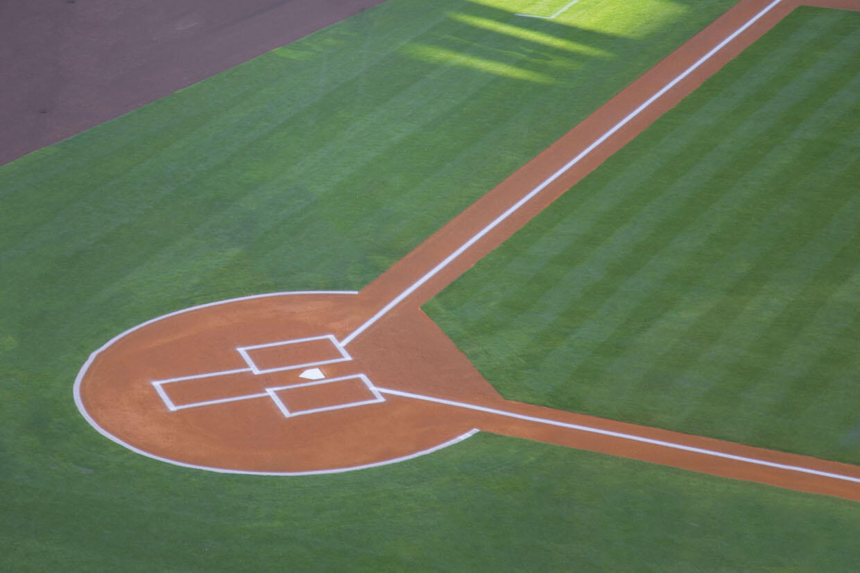 A portion of a baseball diamond.