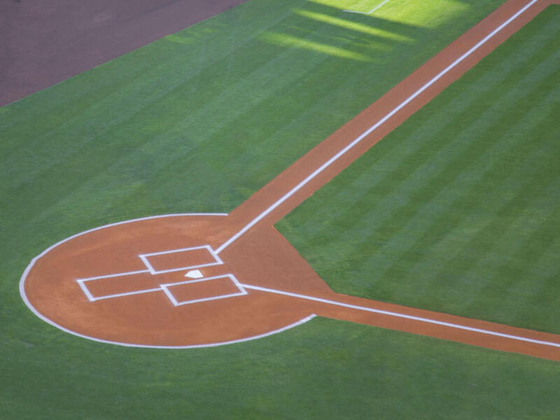 A portion of a baseball diamond.