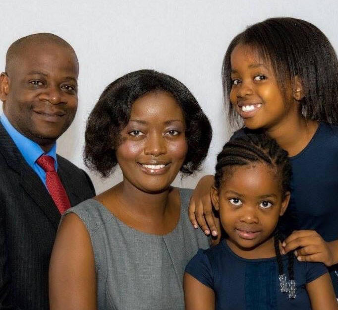 Chunda with husband Emmanuel and daughters Waluse and Wana.