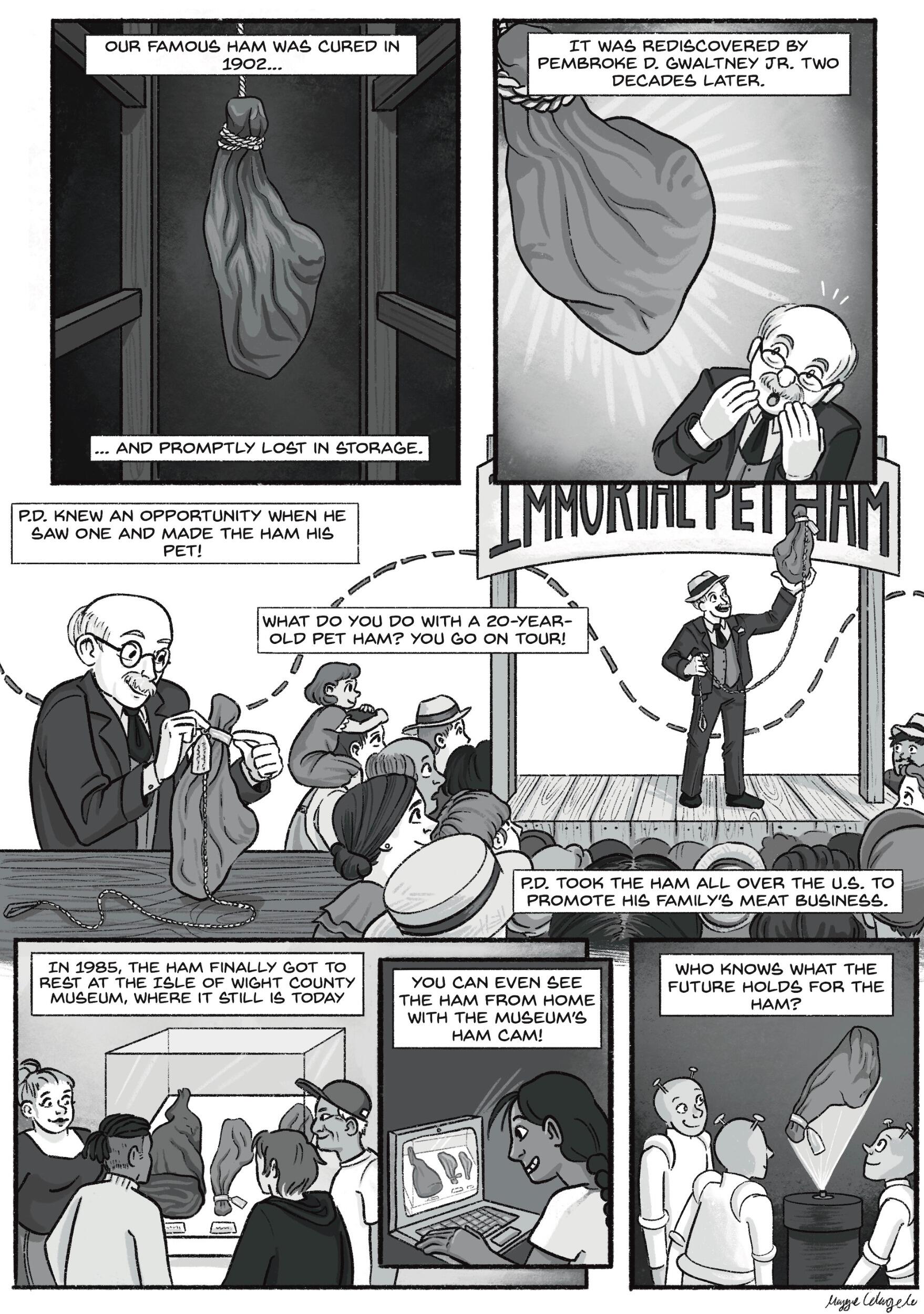 A comic created by Maggie Colangelo and Bernard Means tells the story of the world's oldest ham.