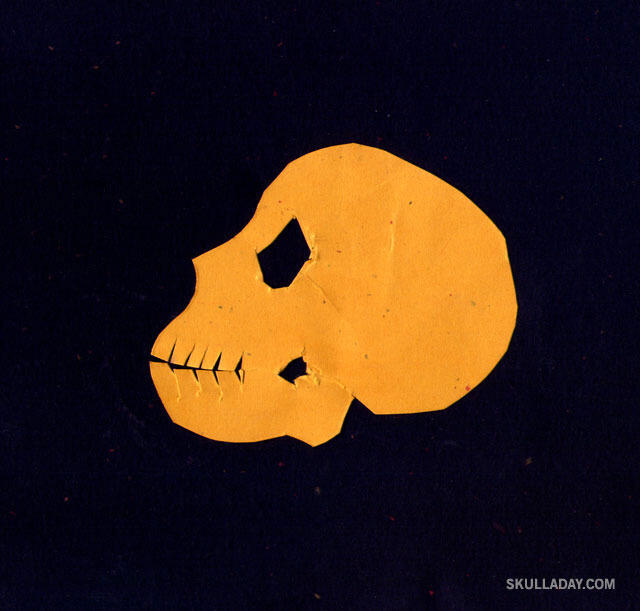 "Orange Paper Skull" by Noah Scalin.