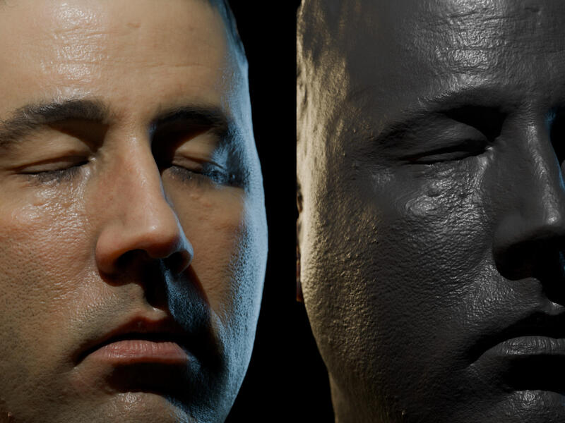 Two images of a man with his eyes closed.