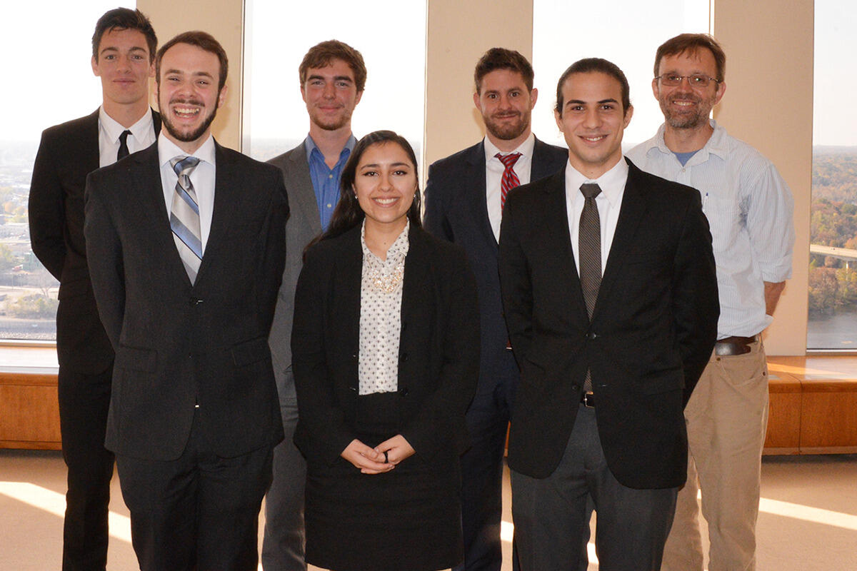 Back row (left to right): Pierre Gardan, Hunter Ford, Saml Herrick, Oleg Korenok (coach). Front row (left to right): Patrick Duckworth, Sarah Khouri and Enrique Figueroa.