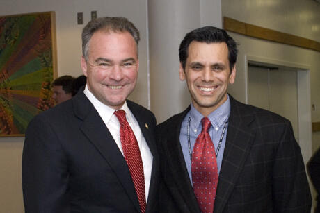 VCU President Michael Rao welcomes Gov. Tim Kaine to this year’s conference. The daylong conference focused on hazard preparedness at Virginia’s two- and four-year public and private colleges and universities. 