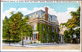 This postcard from the late 1920’s showcases the Richmond School of Social Work and Public Health, Franklin and Shafer streets, Richmond, Va., now known as Founder’s Hall.

Photo courtesy of Special Collections and Archives, James Branch Cabell Library, VCU
