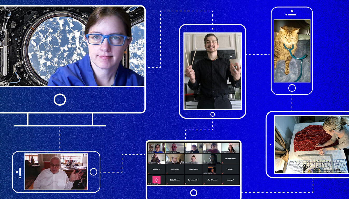 A drawing with different screenshots of VCU students, faculty, and staff.