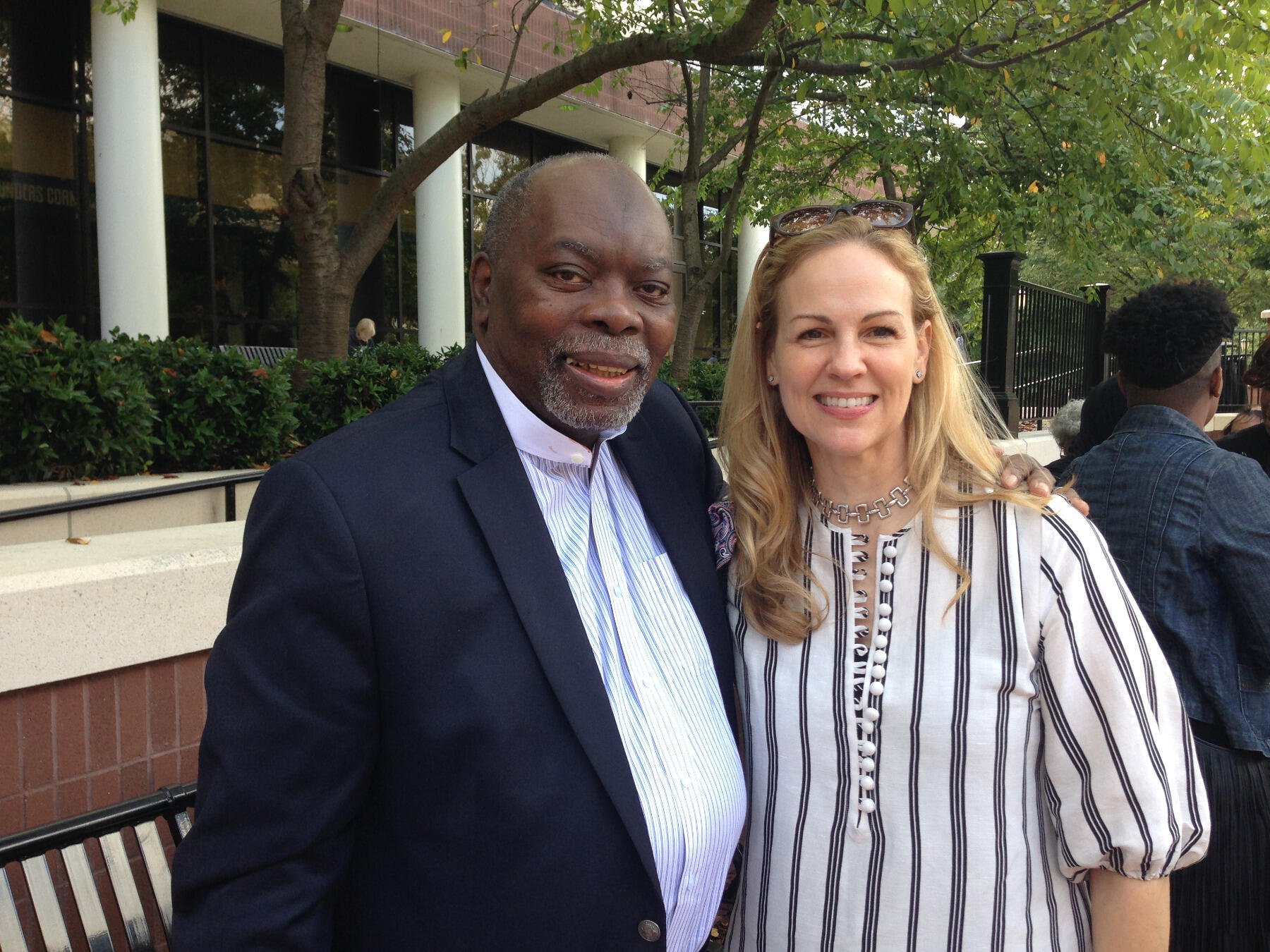 VCUarts Qatar Dean Akel I. Kahera, Ph.D. (left) and Patricia Brown, chair of the VCUarts Department of Fashion Design and Merchandising.
<br>Photo by Leila Ugincius, University Public Affairs