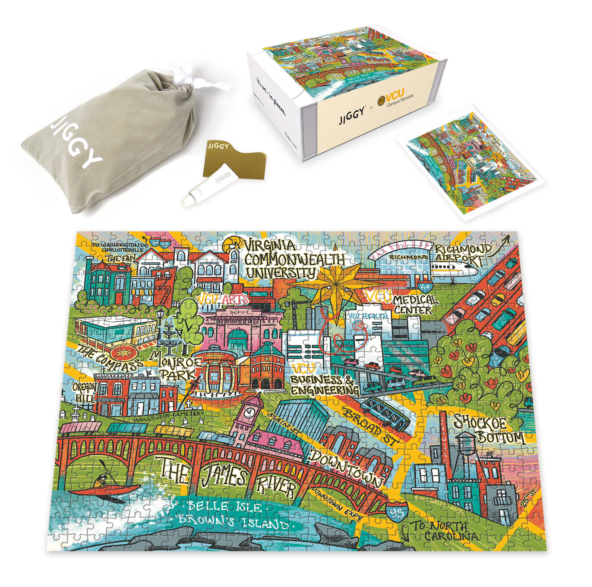 The first VCU-themed jigsaw puzzle was created in collaboration with Jiggy Puzzles and will debut at Barnes & Noble at VCU.