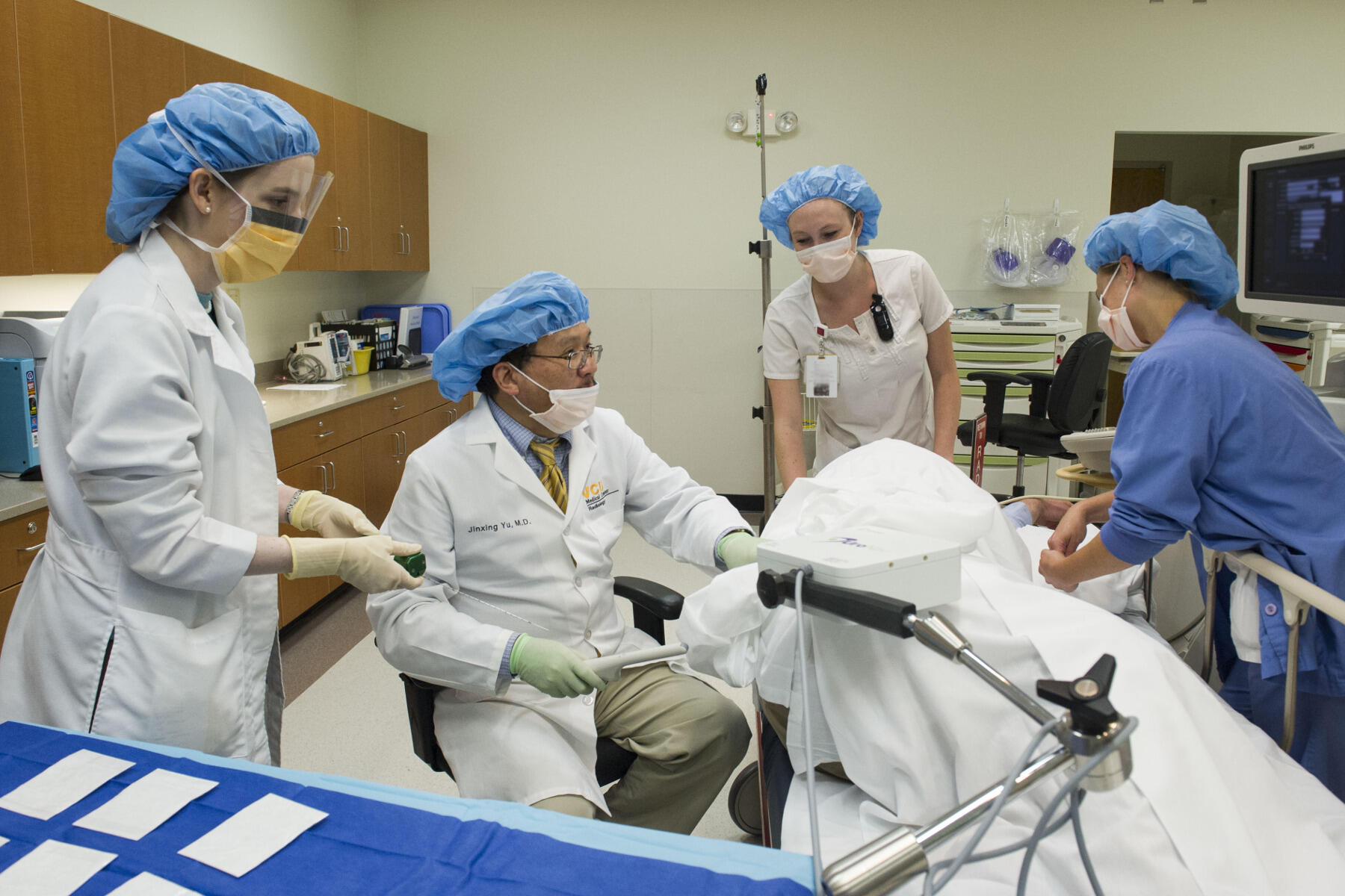 Once a prostate tumor is located, the radiology team performs a targeted biopsy that uses both MR and ultrasound technology to guide the needle directly to the suspicious tissue.
