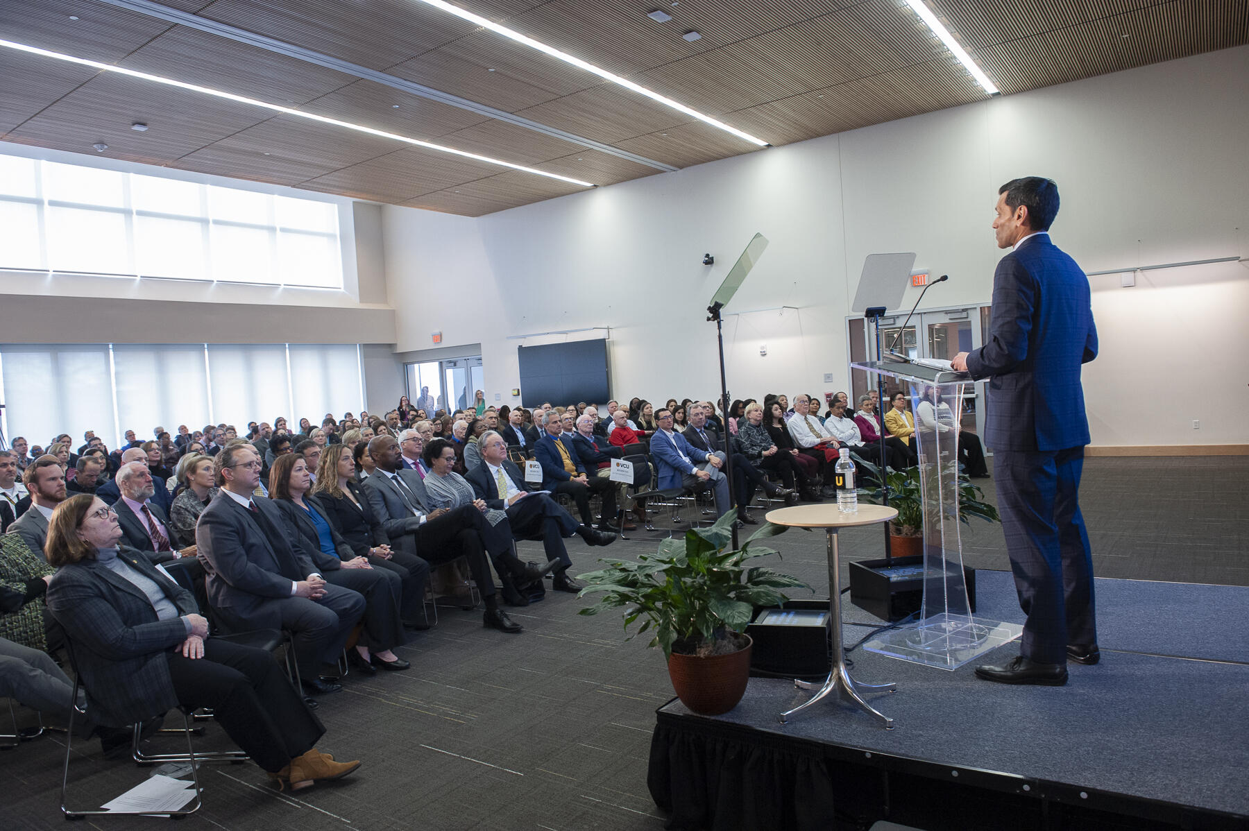 VCU President Michael Rao, Ph.D. speaking to an audience 