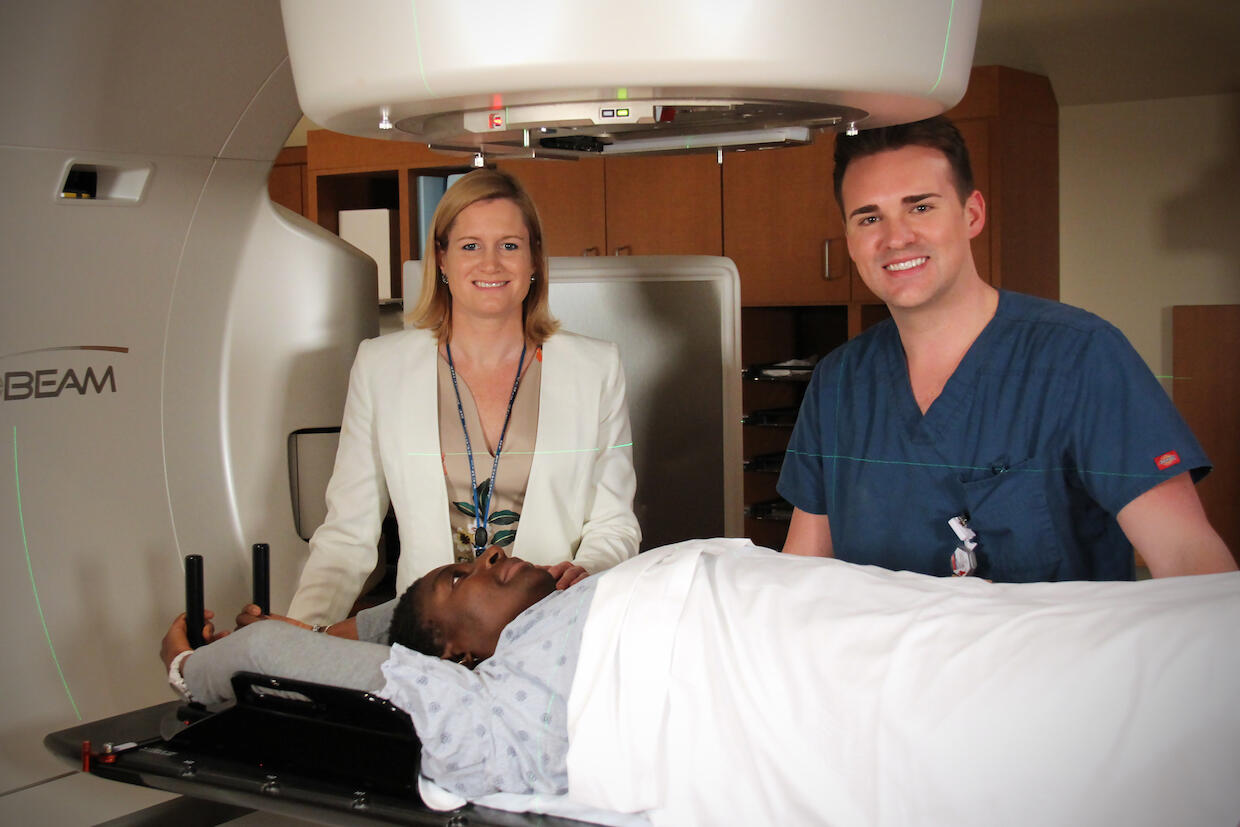 Emma Fields, M.D., left, is a radiation oncologist and member of the Developmental Therapeutics research program at VCU Massey Cancer Center.