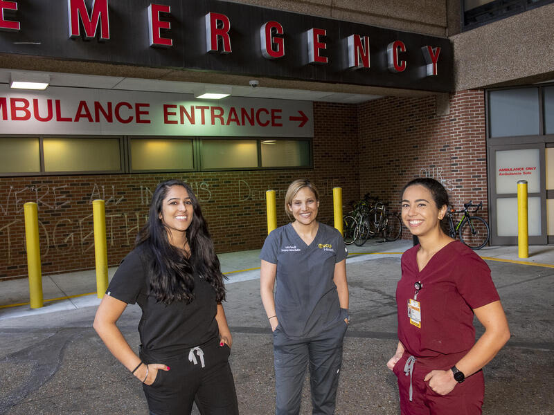 Left to right: Komal Dhir, Leticia Flores and Hala Ashraf. 