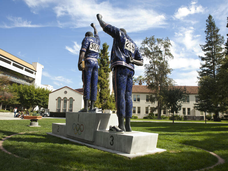 Tommie Smith and John Carlos sculpture at San Jose State University.