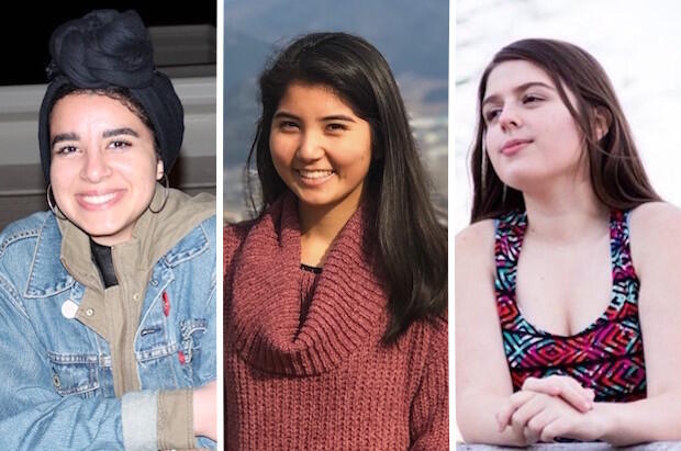 Three portraits of students.