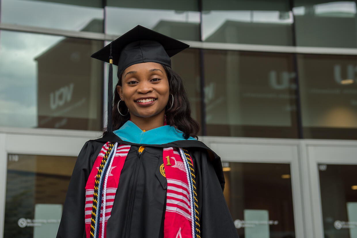 Aspiring lawyer Jaren Butts was working at Texas Roadhouse when she found out she had been accepted to VCU. She celebrated with coworkers in the back of the kitchen. "They were congratulating me and giving me positive wishes," she said. "It was a very exciting moment." (Photo credit: Kevin Morley)