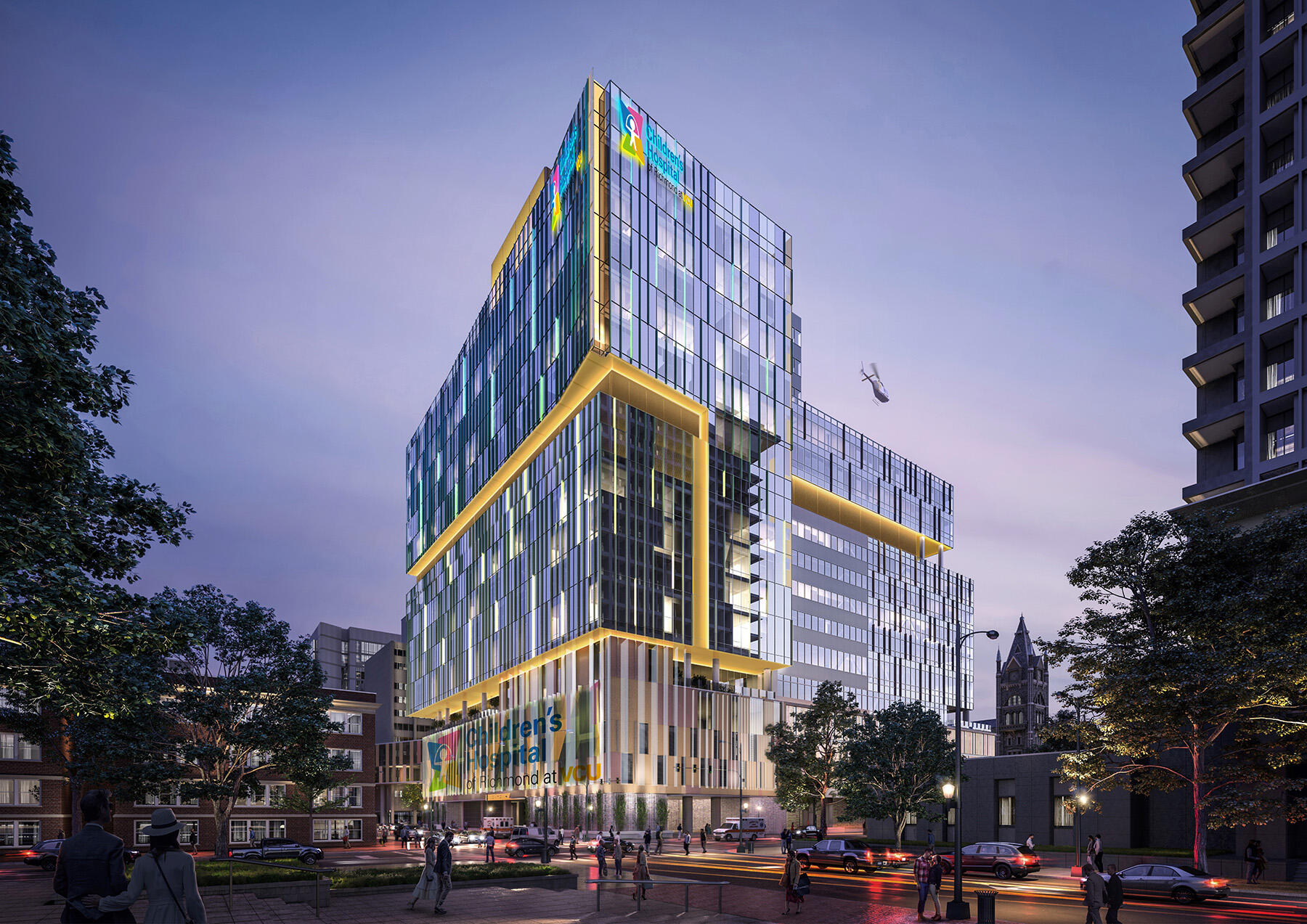 Rendering of children's hospital building.