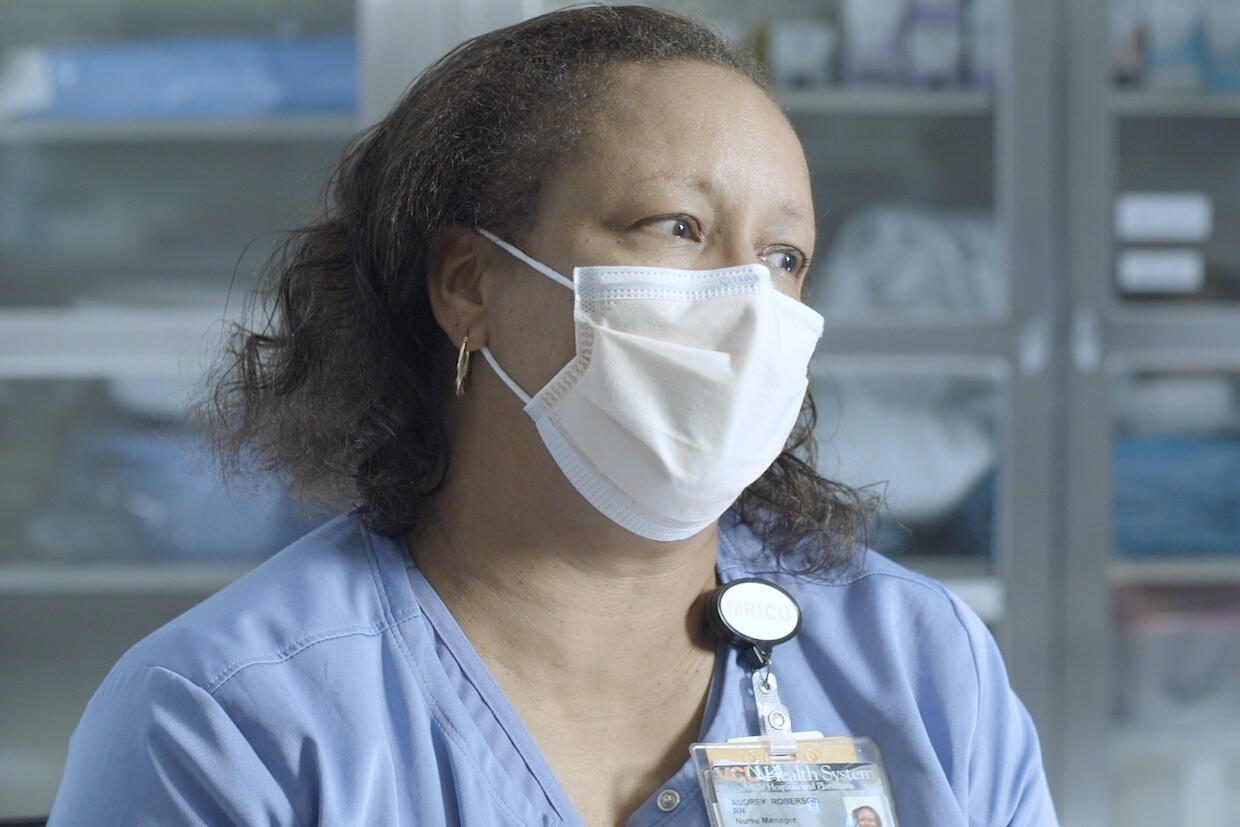 Audrey Roberson, a VCU Health nurse, works in the medical respiratory intensive care unit.