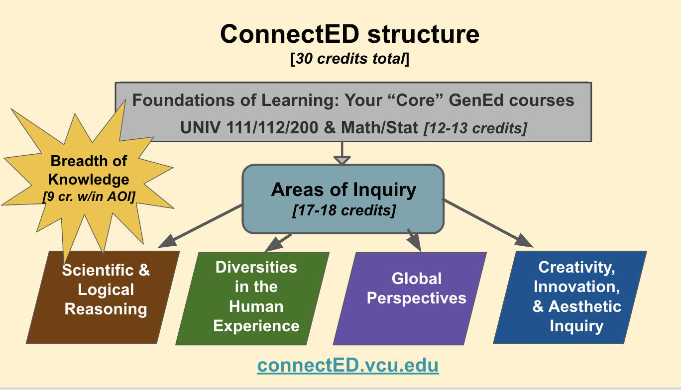 The image is a graphic of all of the course structure for ConnectED. 
