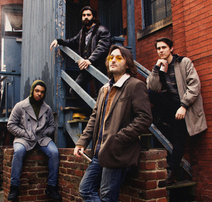 VCU School of the Arts students and actors Christopher Martin, Dillon Douglasson, Richard Follin and Keegan Garant in \"Welcome to the Show.\"