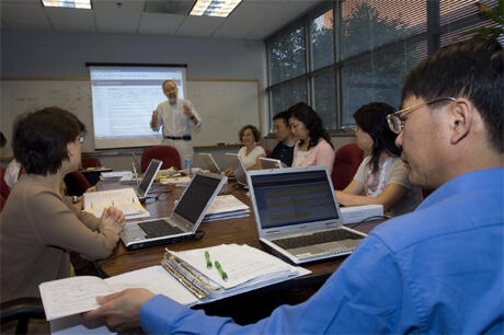 Members of the delegation from Shanghai, China at work.  Image courtesy of Jennifer Watson, Creative Services/VCU.