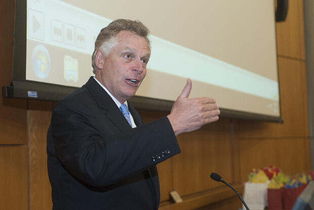 Gov. Terry McAuliffe speaks at last year's ceremony honoring graduating high school students who received care from the Pediatric Hematology and Oncology Clinic.