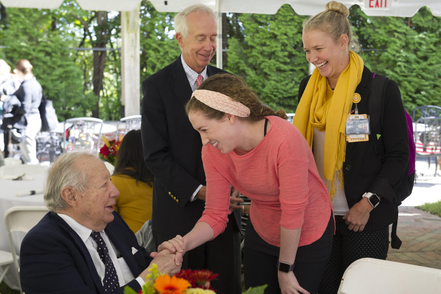 VCU School of Nursing students thank Hobie Claiborne, M.D., and Herbert Claiborne, III, trustees of the Lettie Pate Whitehead Foundation, for their scholarships.
<br>Photos by Julia Rendleman, University Marketing