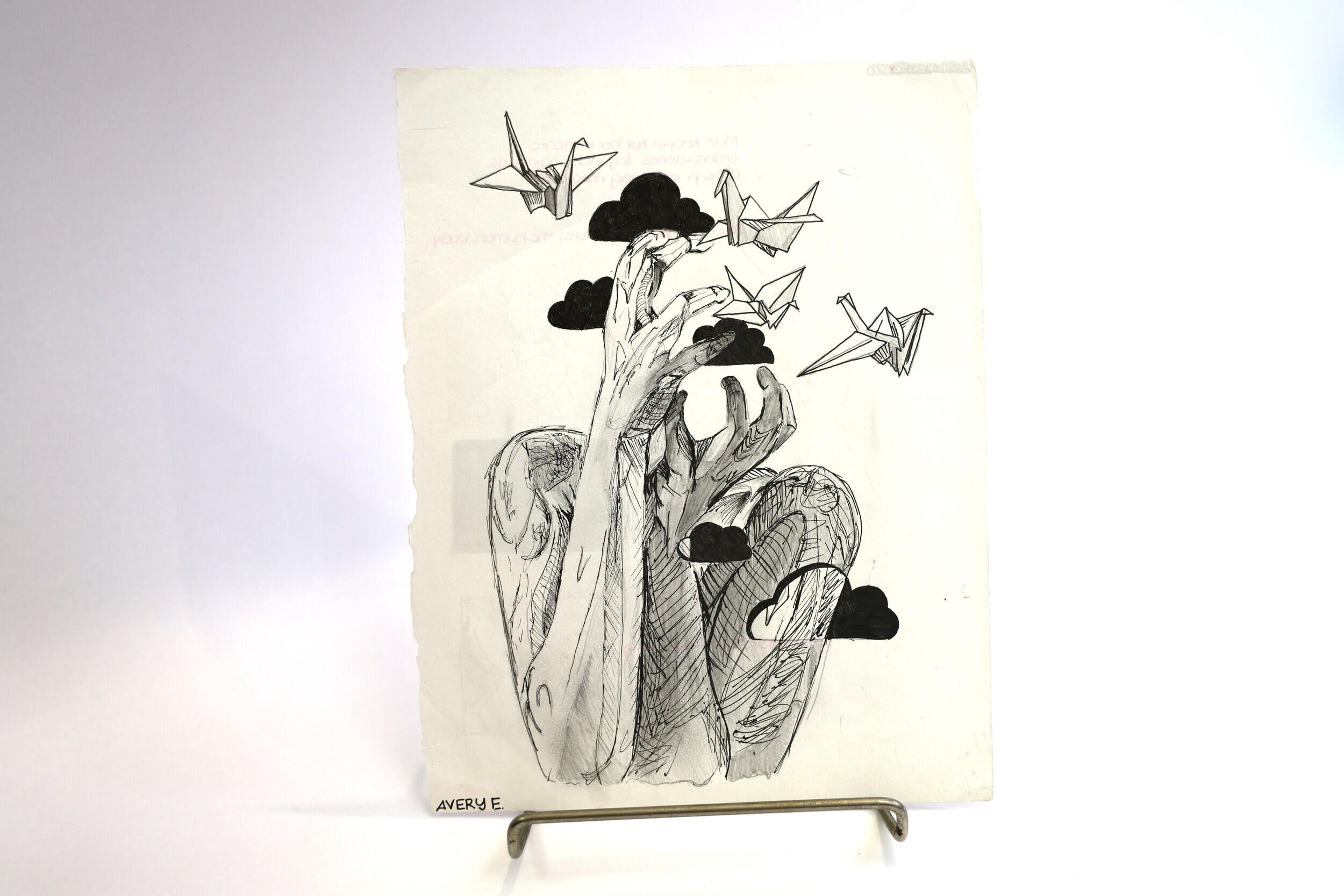 A photot of a black and white illustration