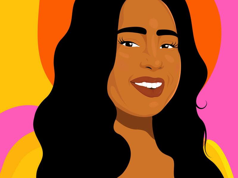An illustration of a Black woman with wavy hair. 