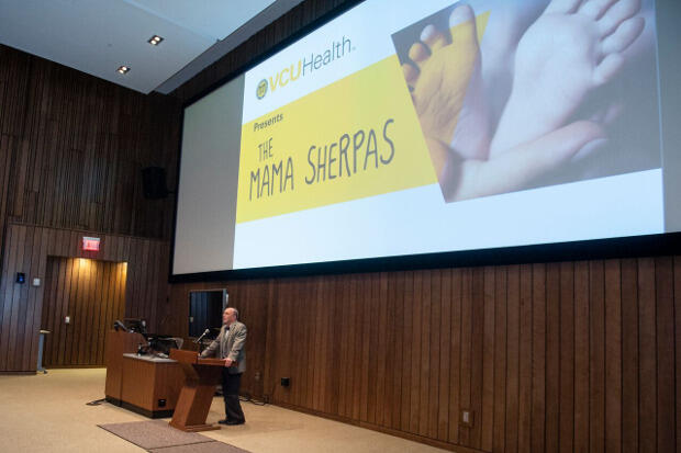 David Chelmow, M.D., speaks at “The Mama Sherpas” screening.
