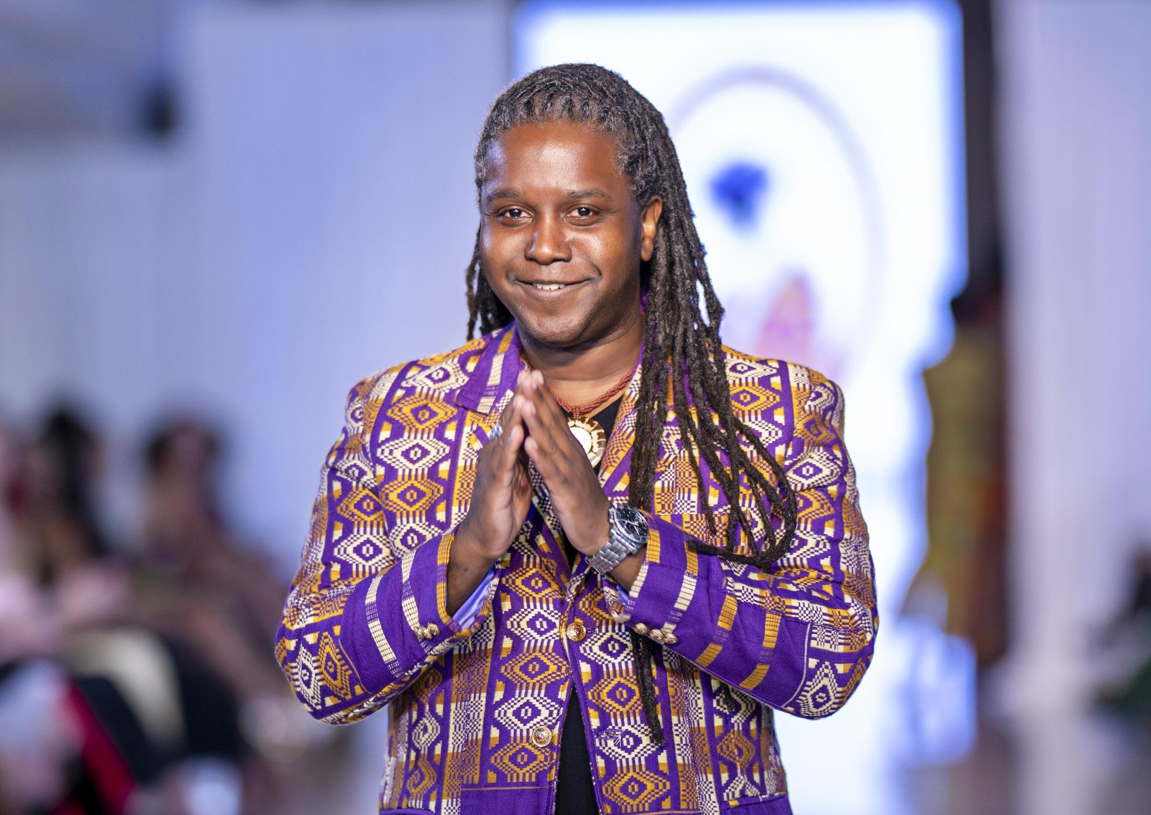 A photo of a man on a runway. 